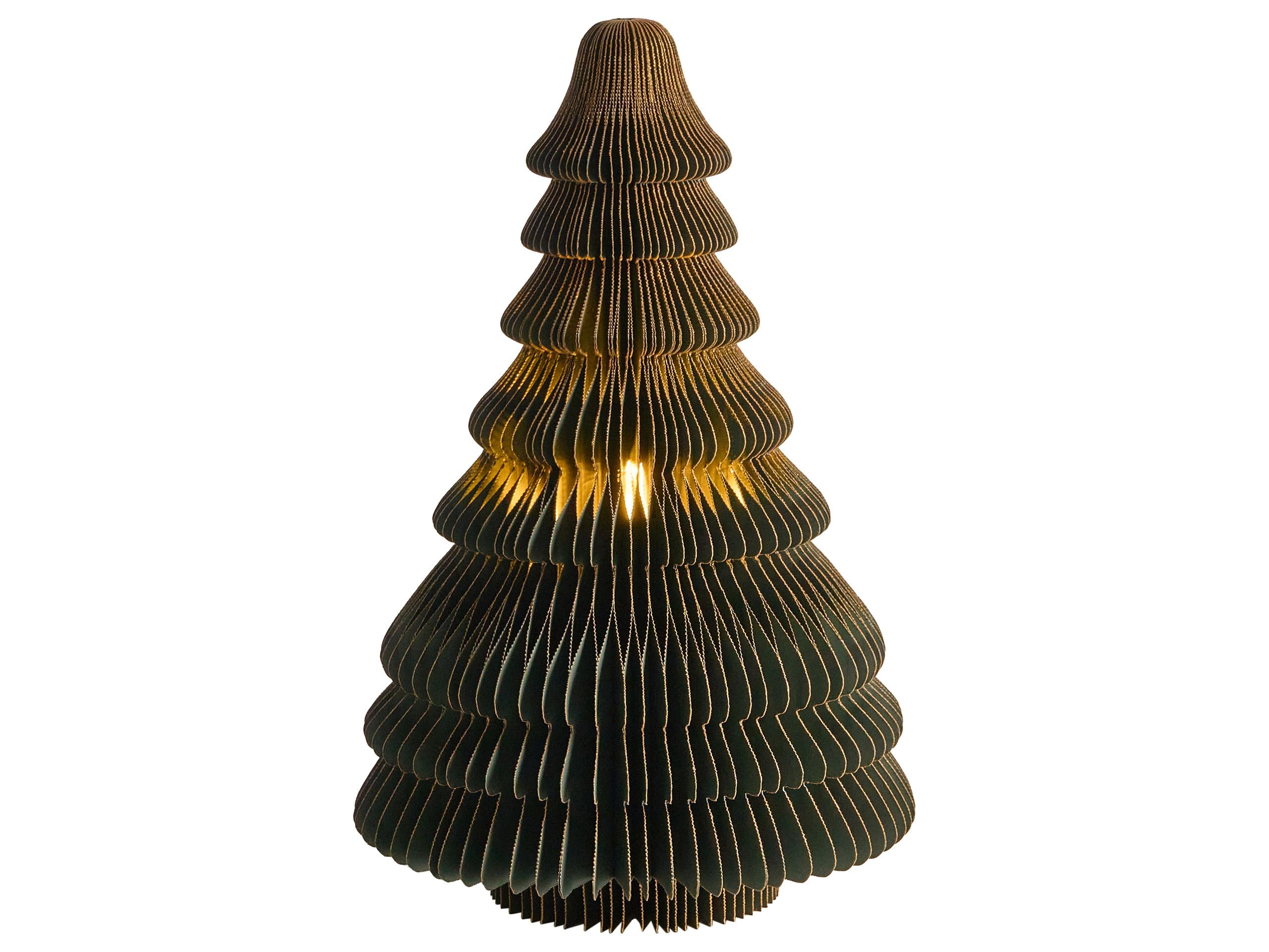 Sapin origami LED vert Beliani décoration de Noël en papier alvéolé 3D