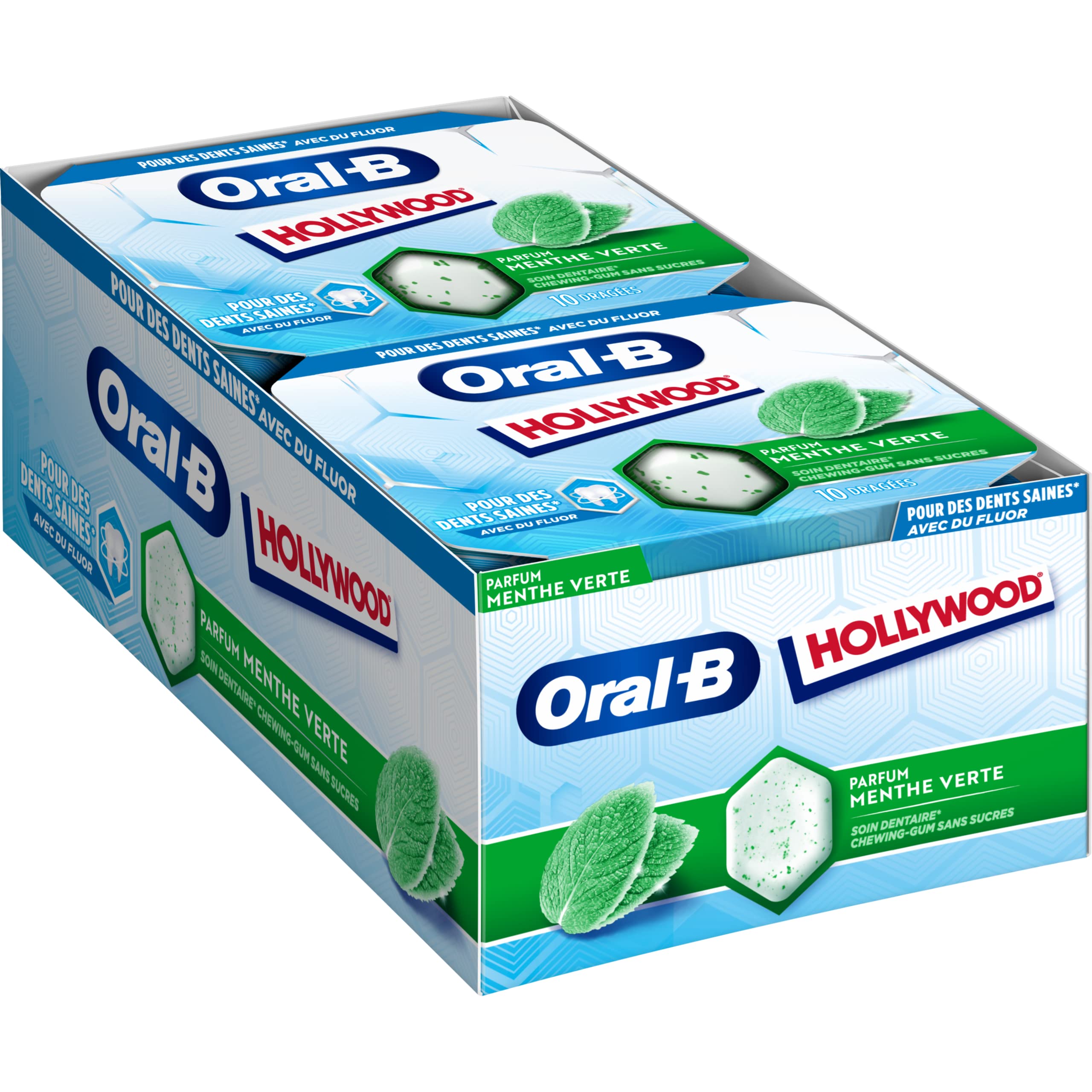 Oral B Chewing-Gum Sans Sucre Au Fluor Menthe Verte Soin Dentaire Lot de 12