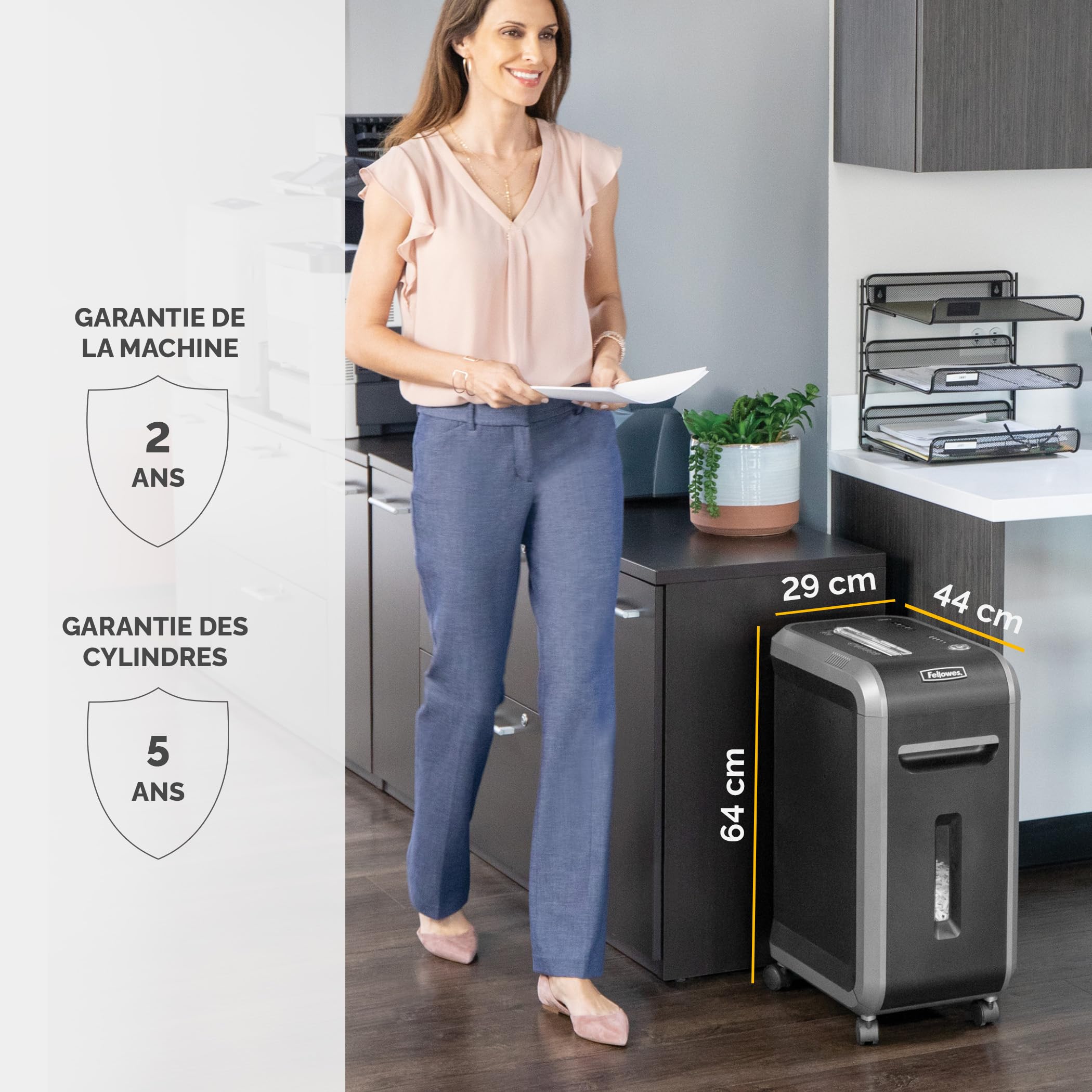 Fellowes Destructeur de Documents 99Ci Coupe Croisée 18 Feuilles Anti-bourrage Détection Tactile 34L Noir
