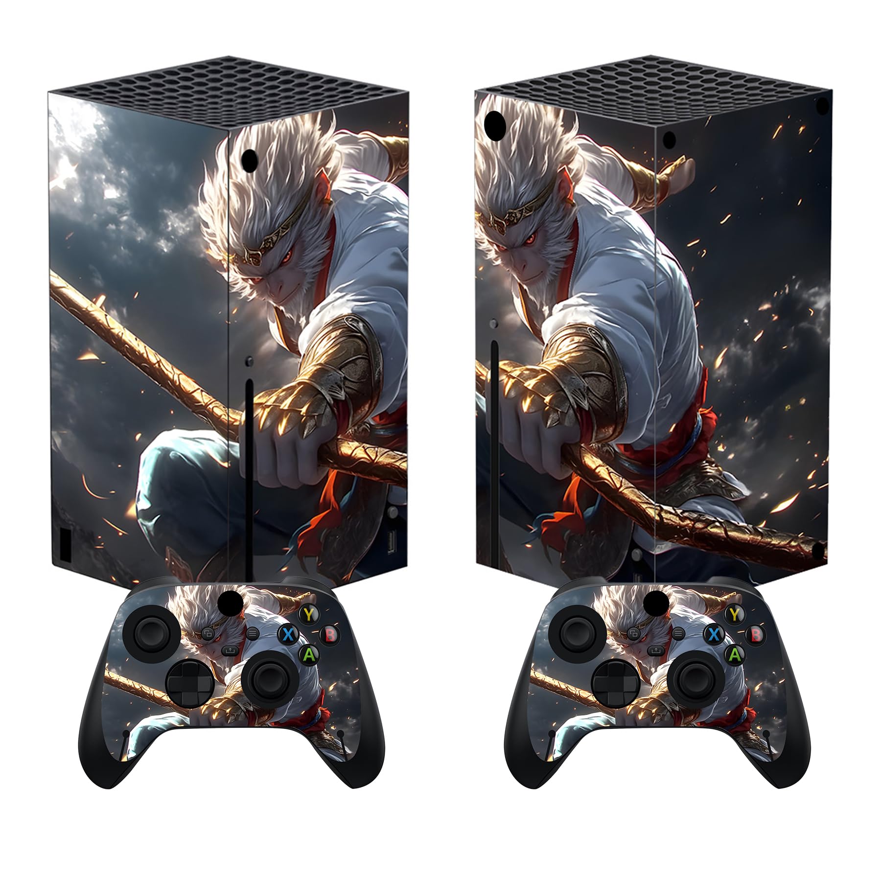 playvital Autocollant Manette pour Xbox Series X Accessoires Protection,Stickers pour Xbox Series X Console Skin-Sauge Wukong