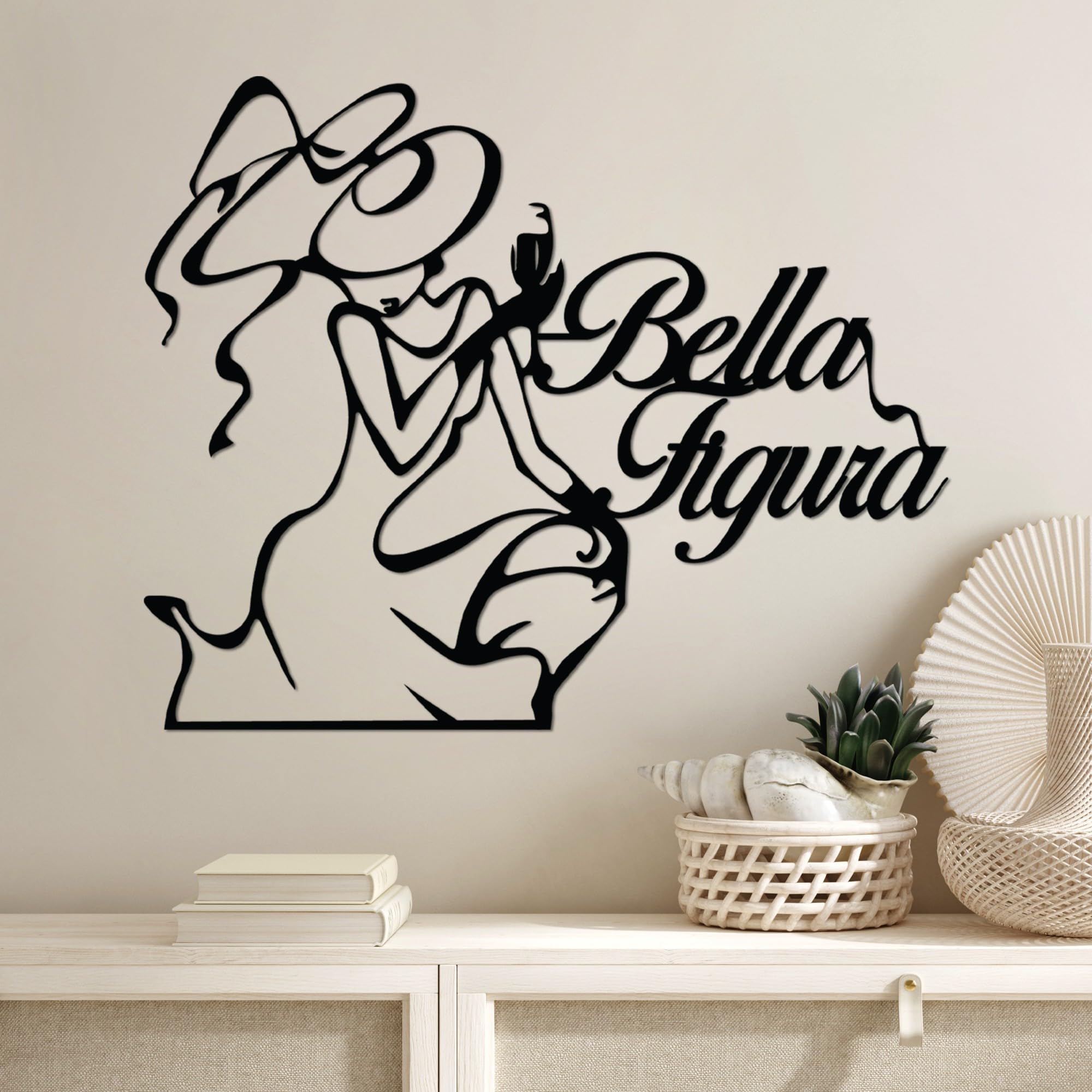 Stylish Black Decorative Metal Wall Accessory, 56 x 46 cm, 100% Metal, 1.5 mm Thickness, Lightweight & Modern Design for Home Decor