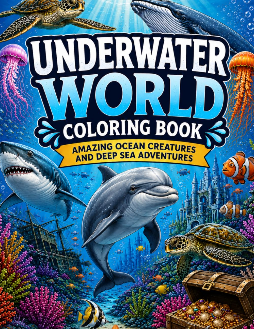Underwater World Coloring Book: Amazing Ocean Creatures and Deep Sea Adventures
