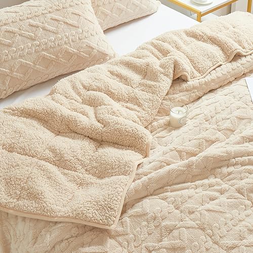 Miniatura 4 de Manta con peso tamaño Queen de 15 libras, elegante manta con peso de jacquard suave y suave para dormir, natural y relajante, manta mullida y