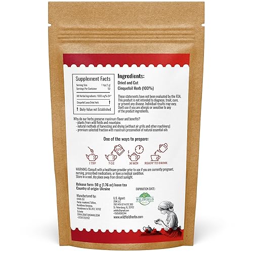 Miniatura 7 de 1.8 oz Cinquefoil Hierba seca de cinco dedos Hierba Potentilla Palustris Té (Comarum Palustre L.) - 1.76 oz de Té de hierbas Sabelnik