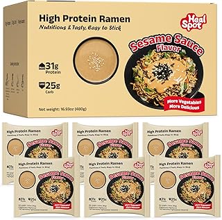 HealSpot High Protein Instant Ramen, 30g Plant Based Protein, Low Fat, Low Carb, Non GMO, Keto Friendly, Plant Based Dry Mixed Ramen, 6 Packs of Sesame Sauce Flavor