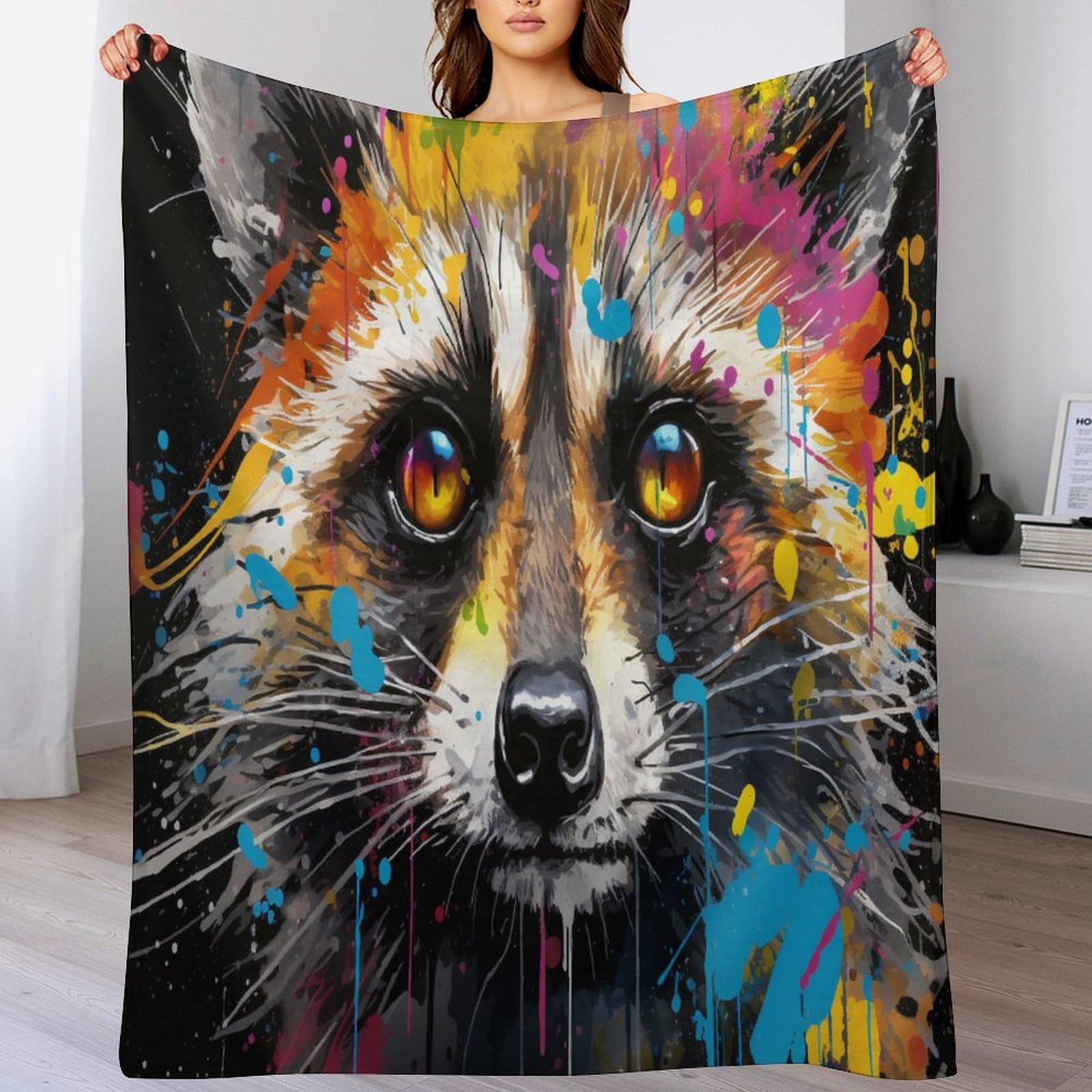 Couverture flannel raton laveur idée cadeau originale enfants