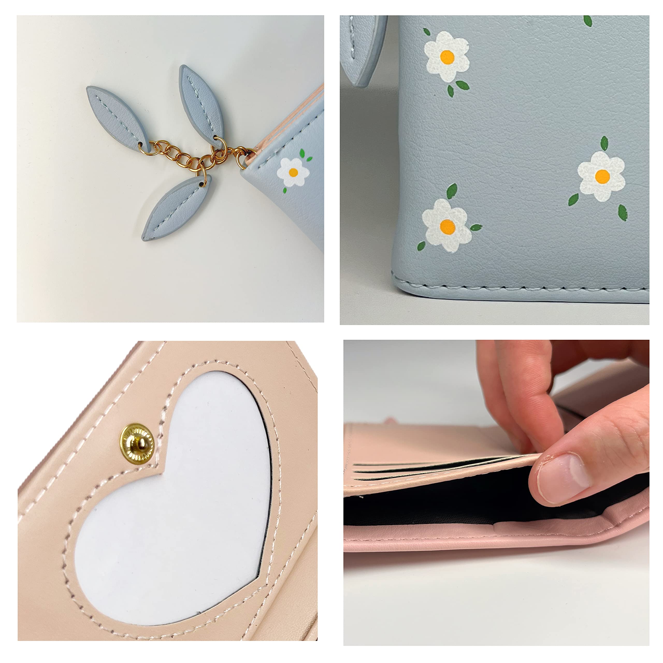 Cartera de moda para mujeres y niñas, con diseño de tigre 3D, billetera corta delgada con bolsillo para efectivo, tarjetero, monedero con ventana de identificación para mujer, Azul, Bonita 3