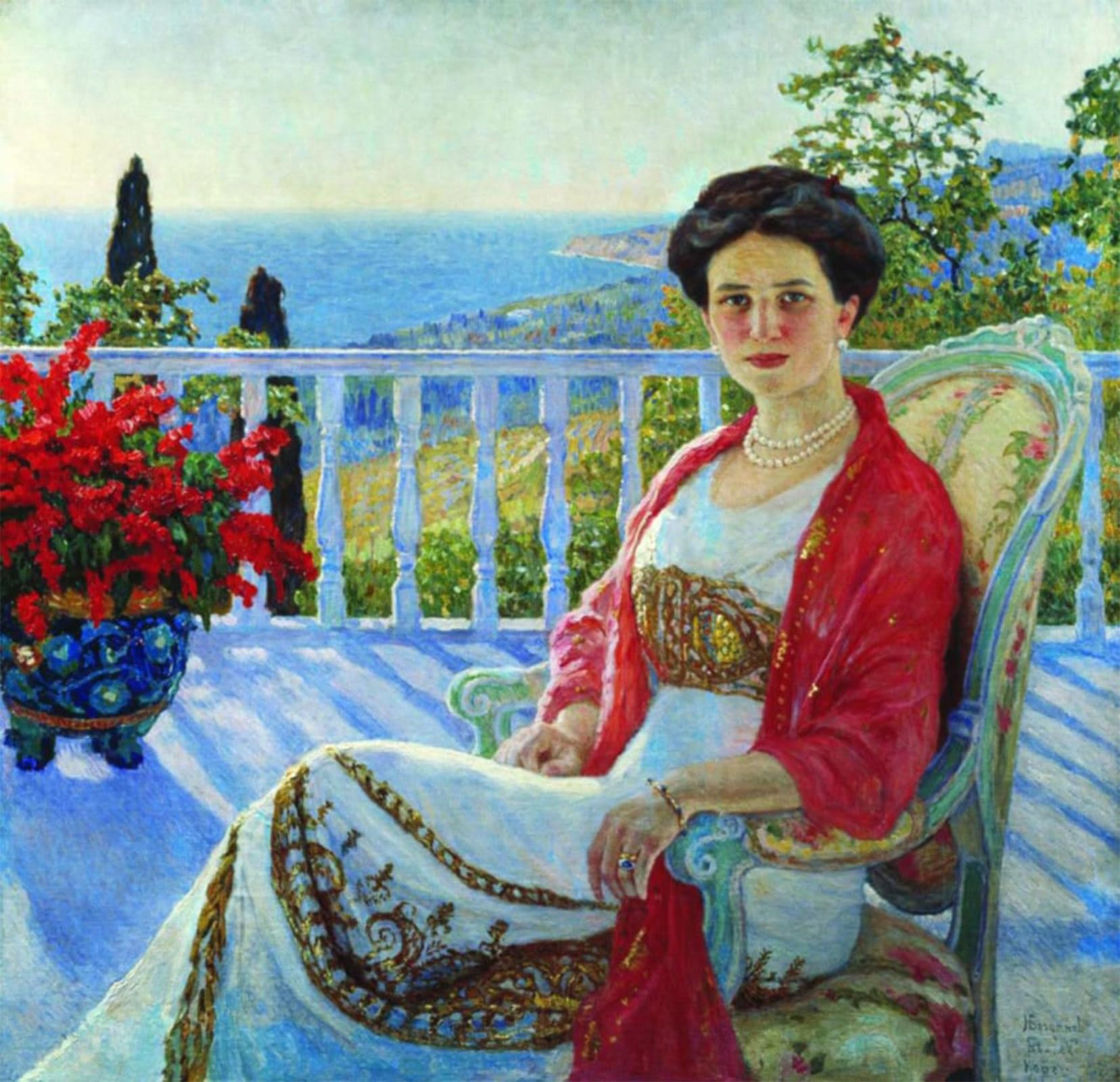 Cuadro en lienzo decorativo de 60x90cm impreso con la famosa obra la Signora al balcone 5