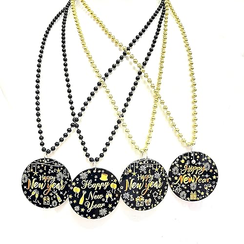 Miniatura 2 de YSPPF 12 piezas de collar de cuentas de Año Nuevo, medallón de Nochevieja, collares de cuentas, regalo de fiesta, Plástico, No es una piedra preciosa