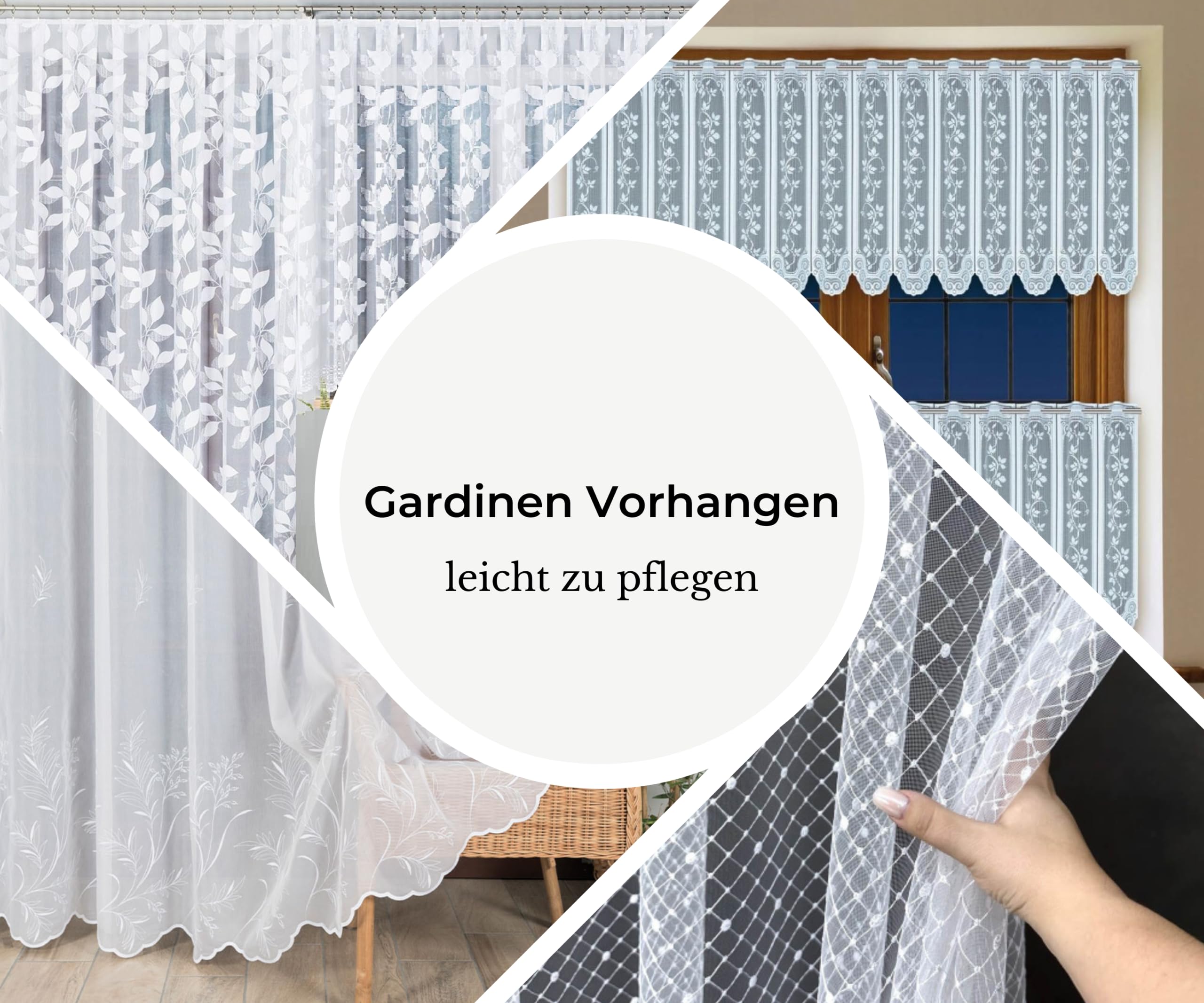 Weiß Voile 500x150 cm (BxH) Transparent Kurze Lange Kräuselband 1:2 Glatt Ohne Muster