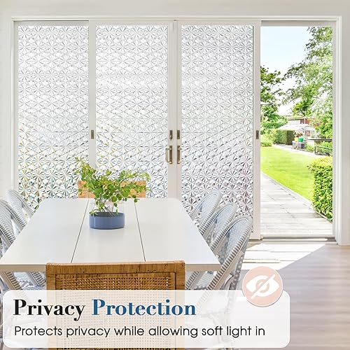 Miniatura 3 de Windimiley Película de privacidad para ventana, película de vidrieras con control de calor UV, esmerilado arco iris, película decorativa de baño