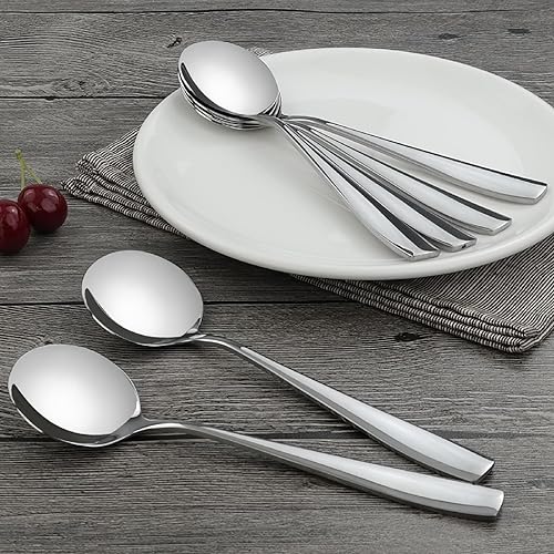 Miniatura 5 de Cucharas de sopa de 16 piezas, cucharas redondas de acero inoxidable para caldo