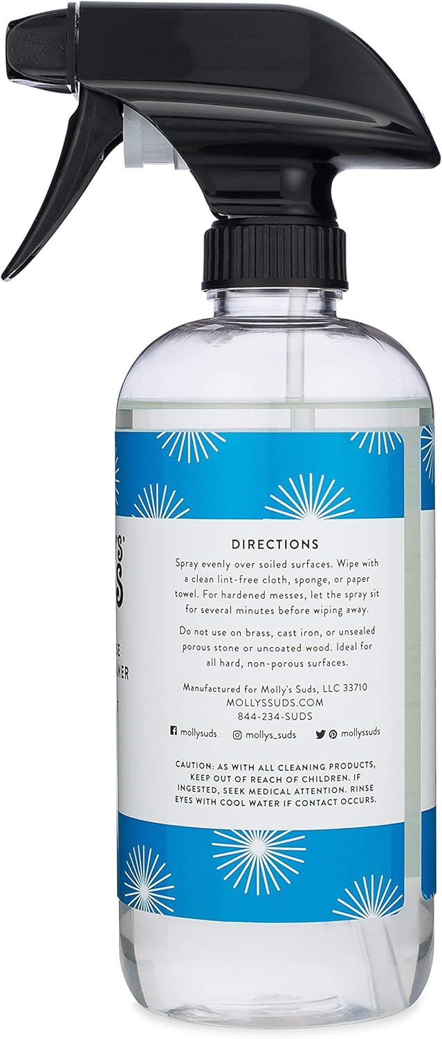 Molly's Suds Natural All Purpose Cleaner | Multi Surface Household Spray | Plant Powered & Bio-based Ingredients | Peppermint, 16 oz (2 Pack) : Health & Household