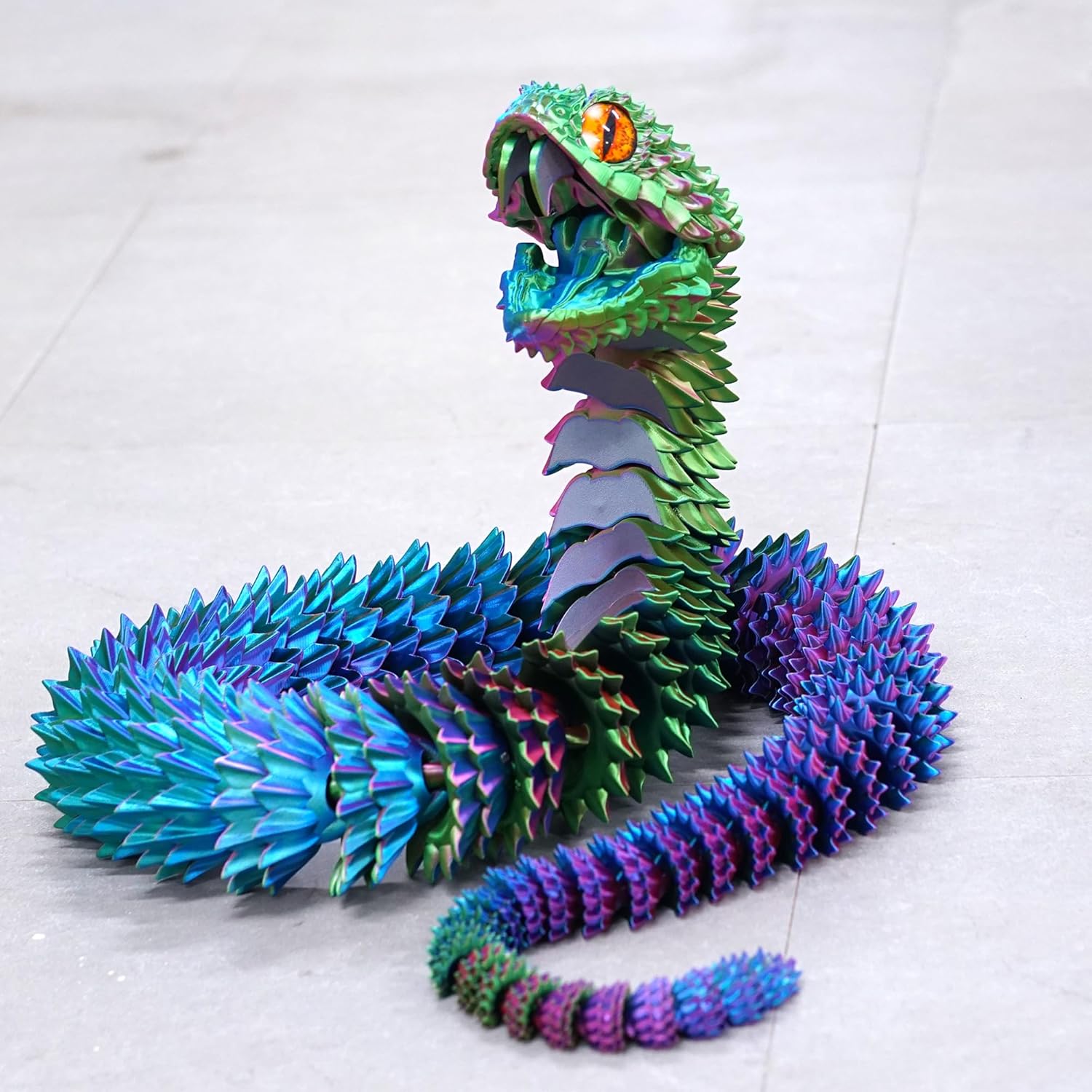 Super Large 3D Printed snake with a movable mouth,47.4inch,Flexible Realistic Articulated Animal Fidget Toys,Mystery Figurines Gifts ,Executive Desk Décor and Festival Collectible (colorfulA 79inch) - Image 6