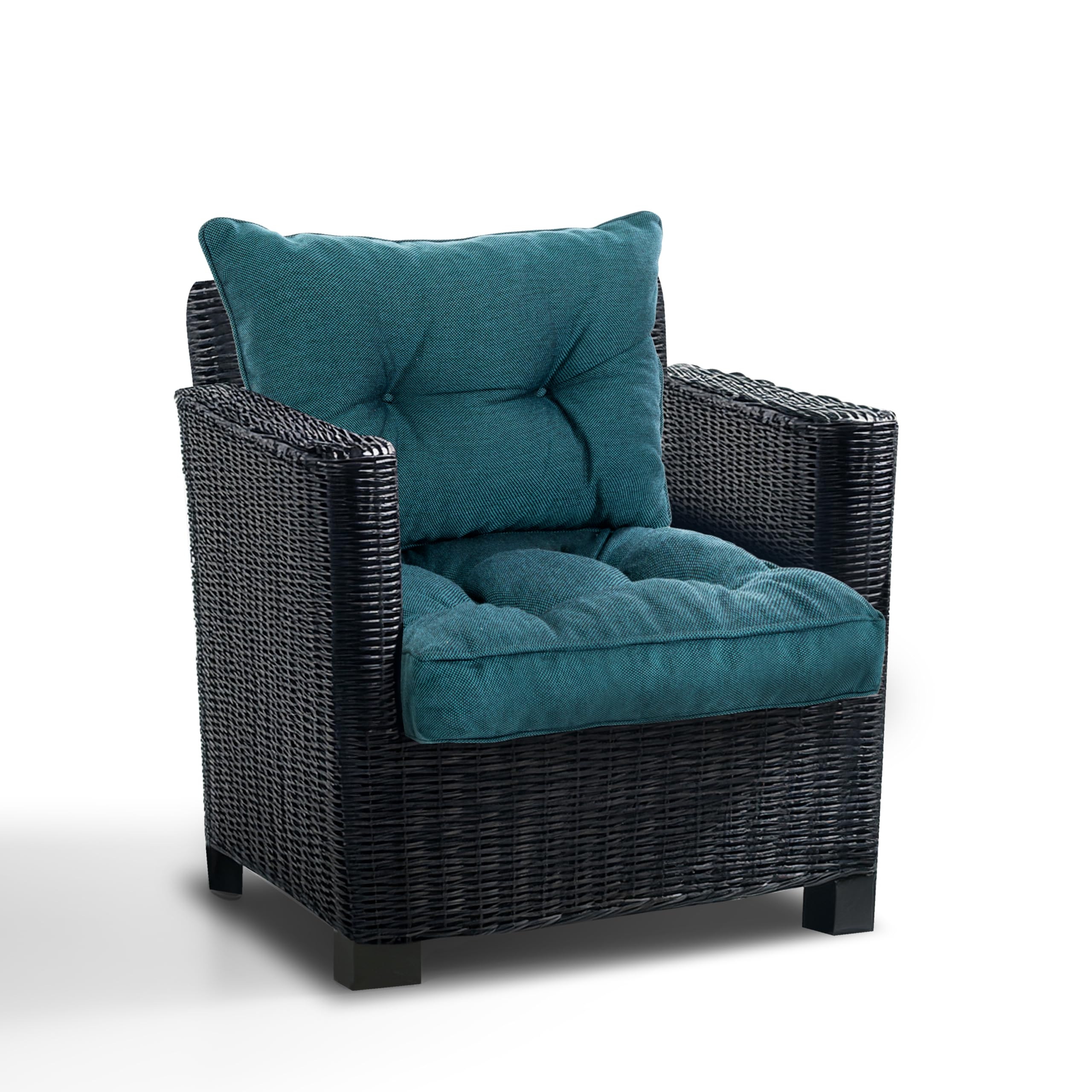 Best Wool Outdoor Cushions for Rattan Furniture, Chair Cushion Seat 60x60 and Backrest 60x40, Comfortable Armchair Cushion for Patio & Garden, Foam Filled Comfort