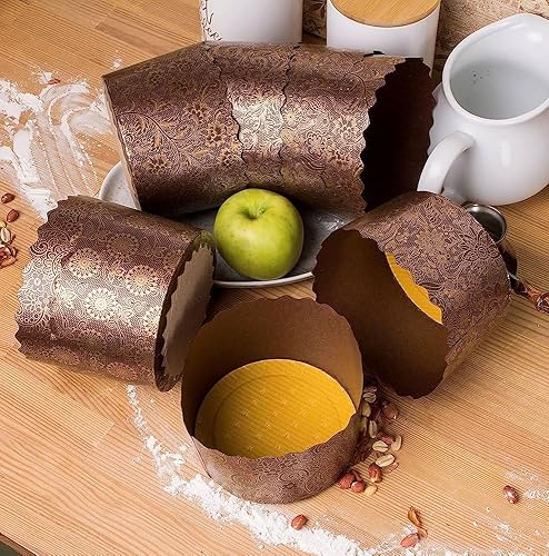 Miniatura 7 de Molde de papel Panettone de 12 onzas  Paquete de 12  Molde de papel para pan de Pascua Kulich  Formas de pan de Pascua  Moldes de panettone