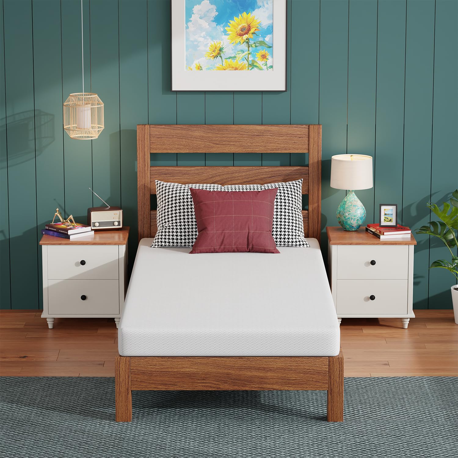 FDW 5 Inch Twin Mattress, Base Foam, Medium Firm Support, Breathable &amp; Comfortable, Removable Washable Zipper Cover, Bed-in-a-Box，CertiPUR-US Certified