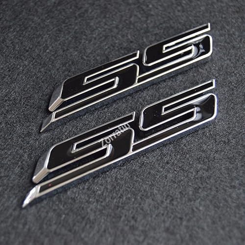 Miniatura 6 de zorratin Calcomanía con emblema SS inclinado, para parrilla lateral de camioneta, para Chevy., Negro