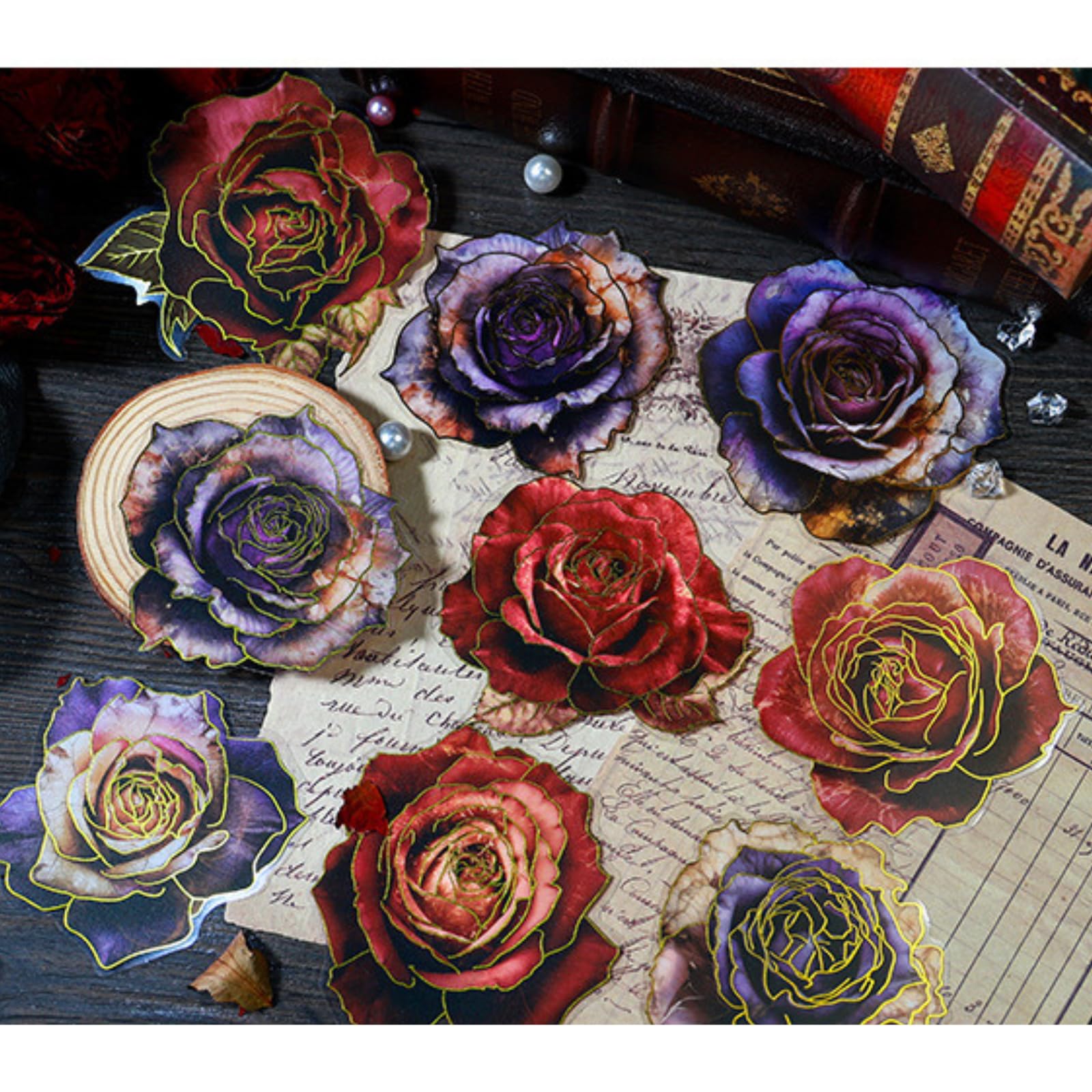 Amazon.co.jp: 神秘的なバラシリーズ 薔薇シール ローズ コラージュ