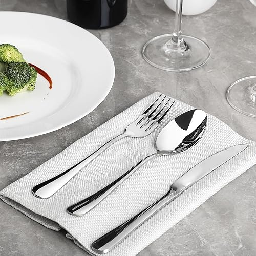 Miniatura 5 de Juego de 16 cucharas de cena, cucharas de sopa prémium de 7.3 pulgadas, cucharas de acero inoxidable de grado alimenticio, solo cucharas de