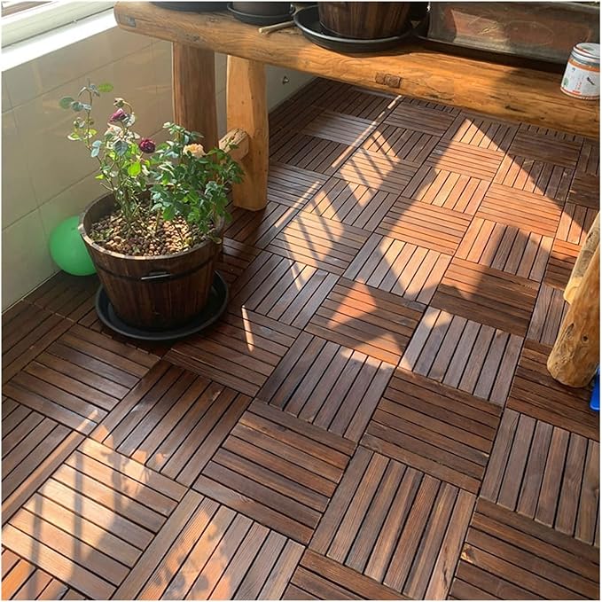 Piastrelle Per Pavimenti In Legno Di Acacia - 30x30 Cm, Spessore 28 Mm, Per Esterni (Balcone, Giardino, Idromassaggio) - Foto 2