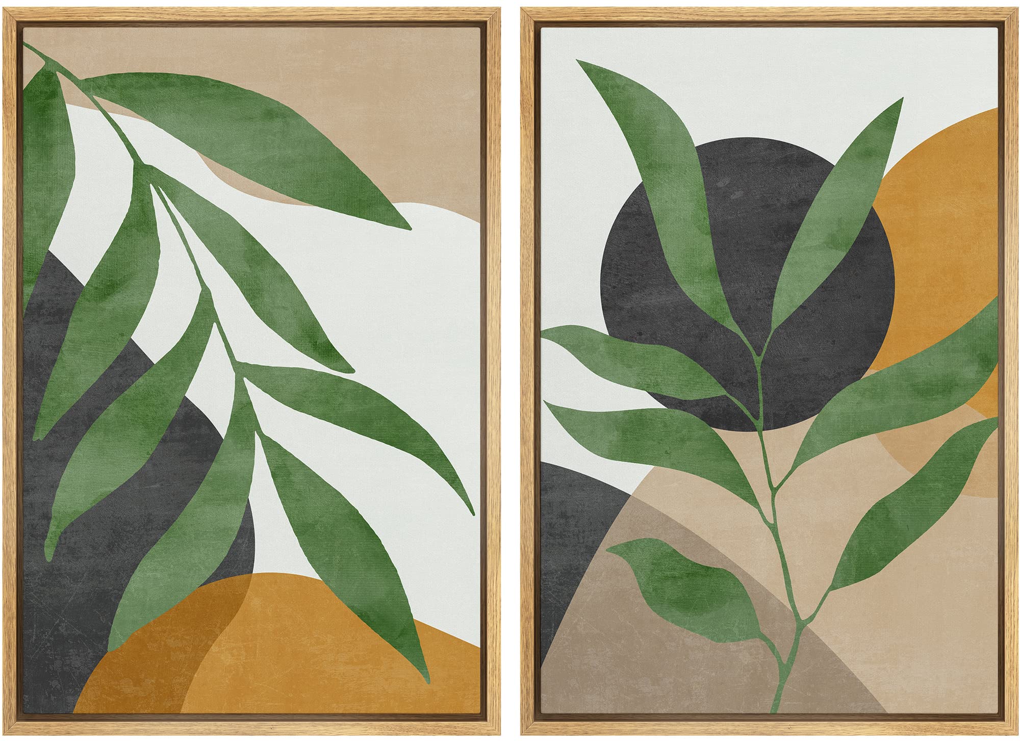 SIGNFORD Framed Canvas Print Wall Art Set Soft Hydrangea Pair Light Blue Florals with Green Leaves Illustration Modern Art Decorative Nordic Nature for Living Room, Bedroom, Office - 24"x36"x2 White — view 85