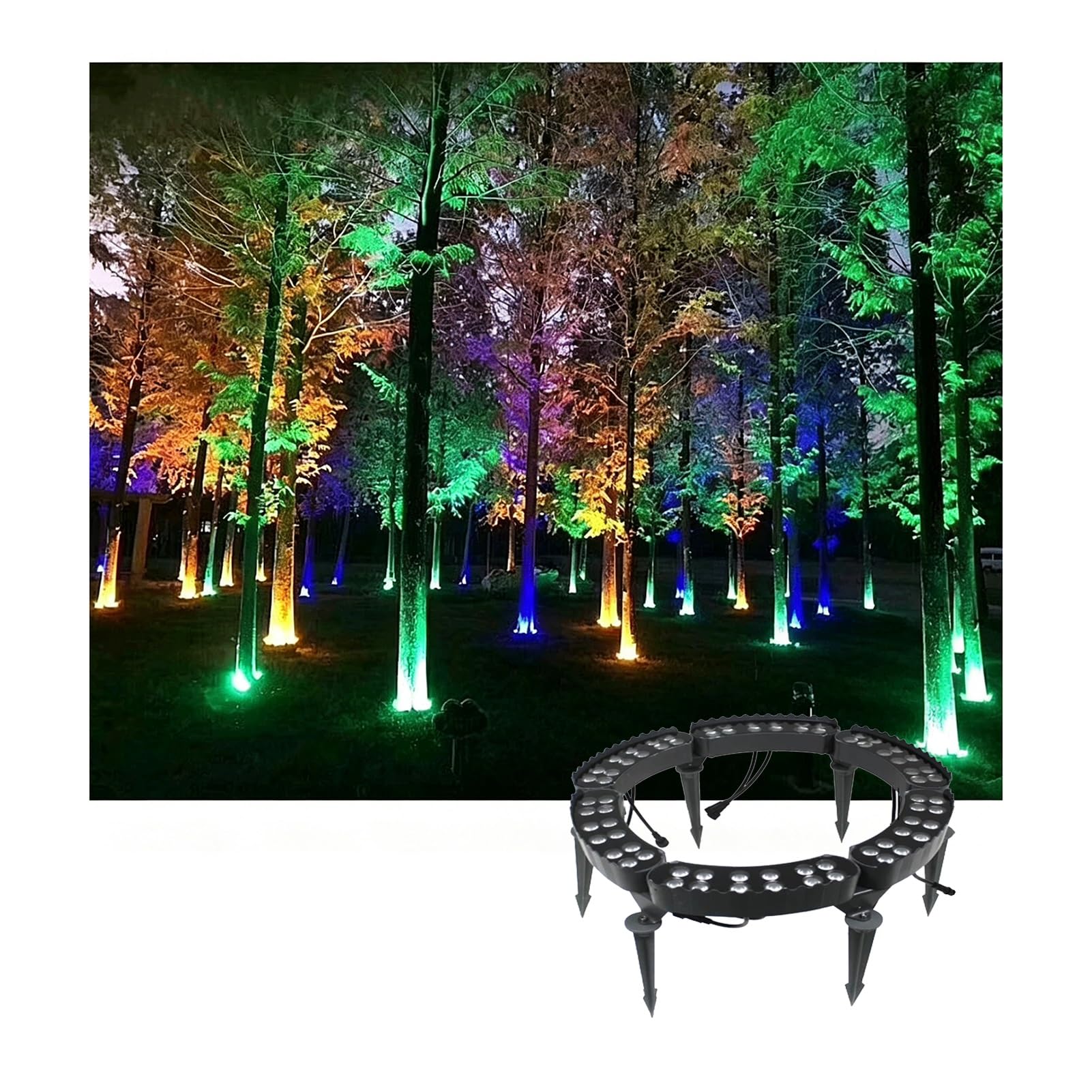 Oświetlenie krajobrazowe LED, zewnętrzne oświetlenie LED RGB na drzewa, reflektor ogrodowy 24 V, zmieniające kolory, wodoodporne, duże drzewa i podwórka, dekoracja imprezowa, zestaw 6 sztuk