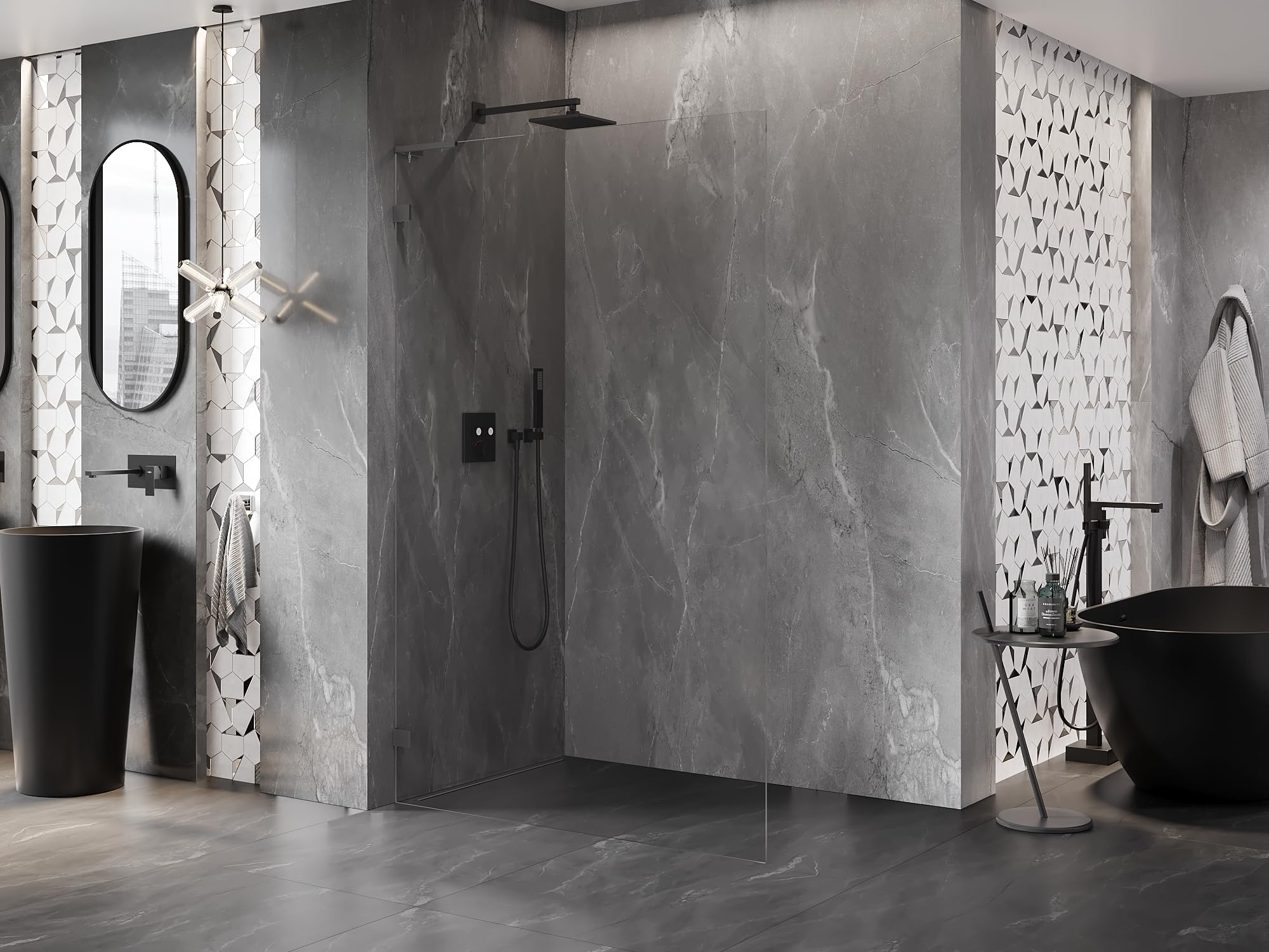 Mexen Lunar L Parete Doccia Walk-in Sinistra 70x200 cm Trasparente 8mm Gun Metal