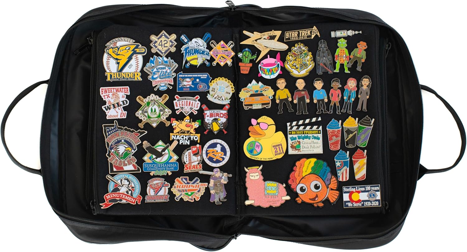 Portable Large Trading Pin Bags Carry Case Organizer with 6 double sided pages