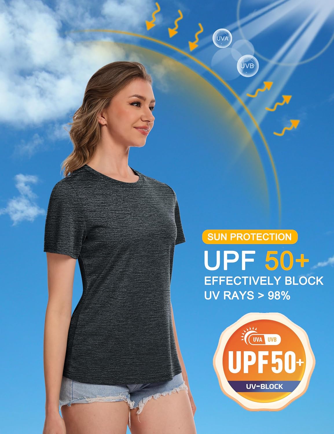 MAGCOMSEN Women's Short Sleeve T Shirts UPF 50+ Sun Protection Quick Dry Athletic Running Workout Tee Tops - Image 3