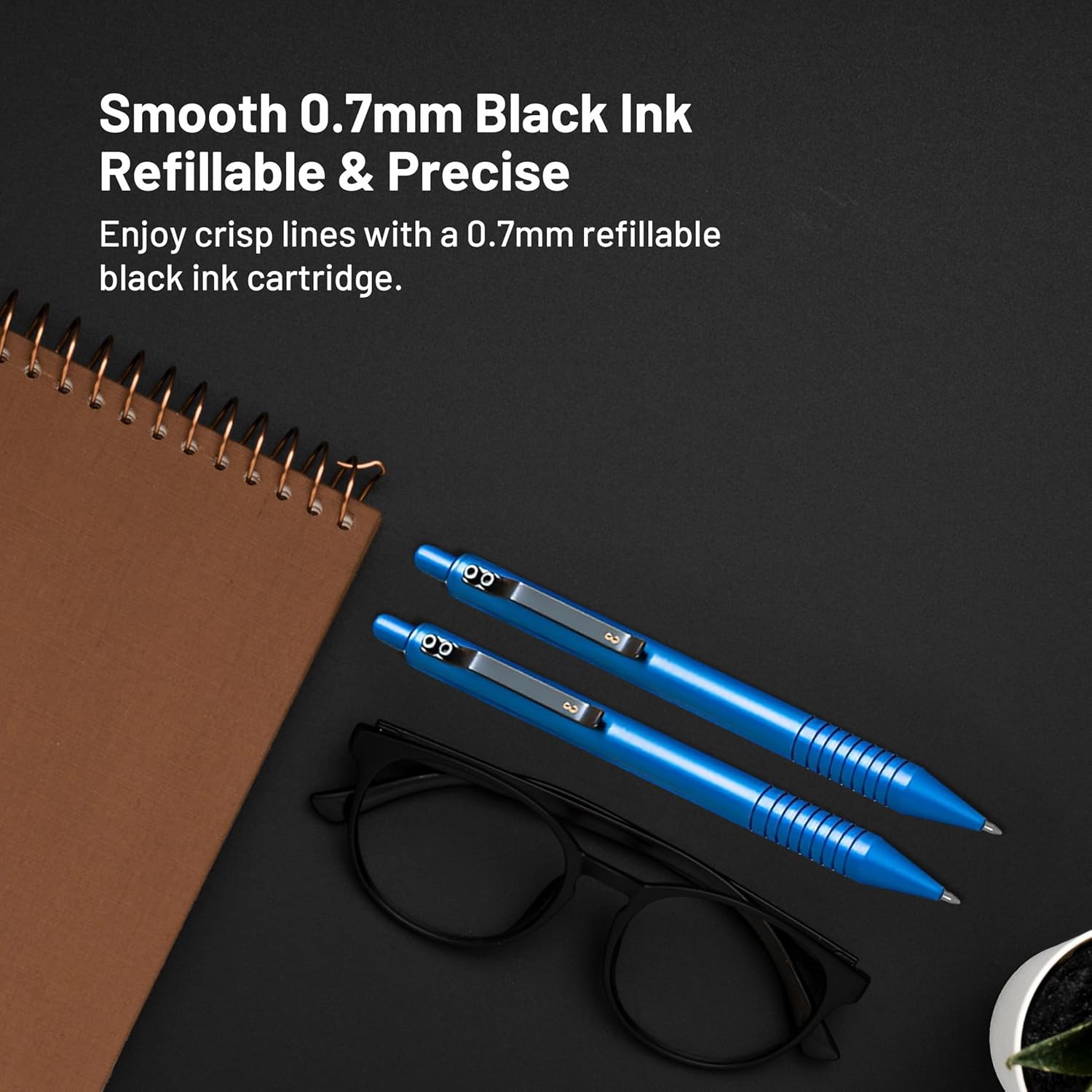 Everyman Aegean Grafton Full Click Refillable 0.7mm Gel Ink Pen | Sleek Anodized Aluminum EDC Pen with Deep Grooved Grip | Smooth Writing Pocket Pen for Office, Travel, Gifting & Daily Use