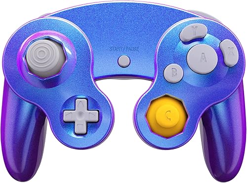 Miniatura 5 de eXtremeRate Placa trasera brillante color morado camaleón para Nintendo Gamecube Controller carcasa de repuesto con botones para Nintendo Gamecube