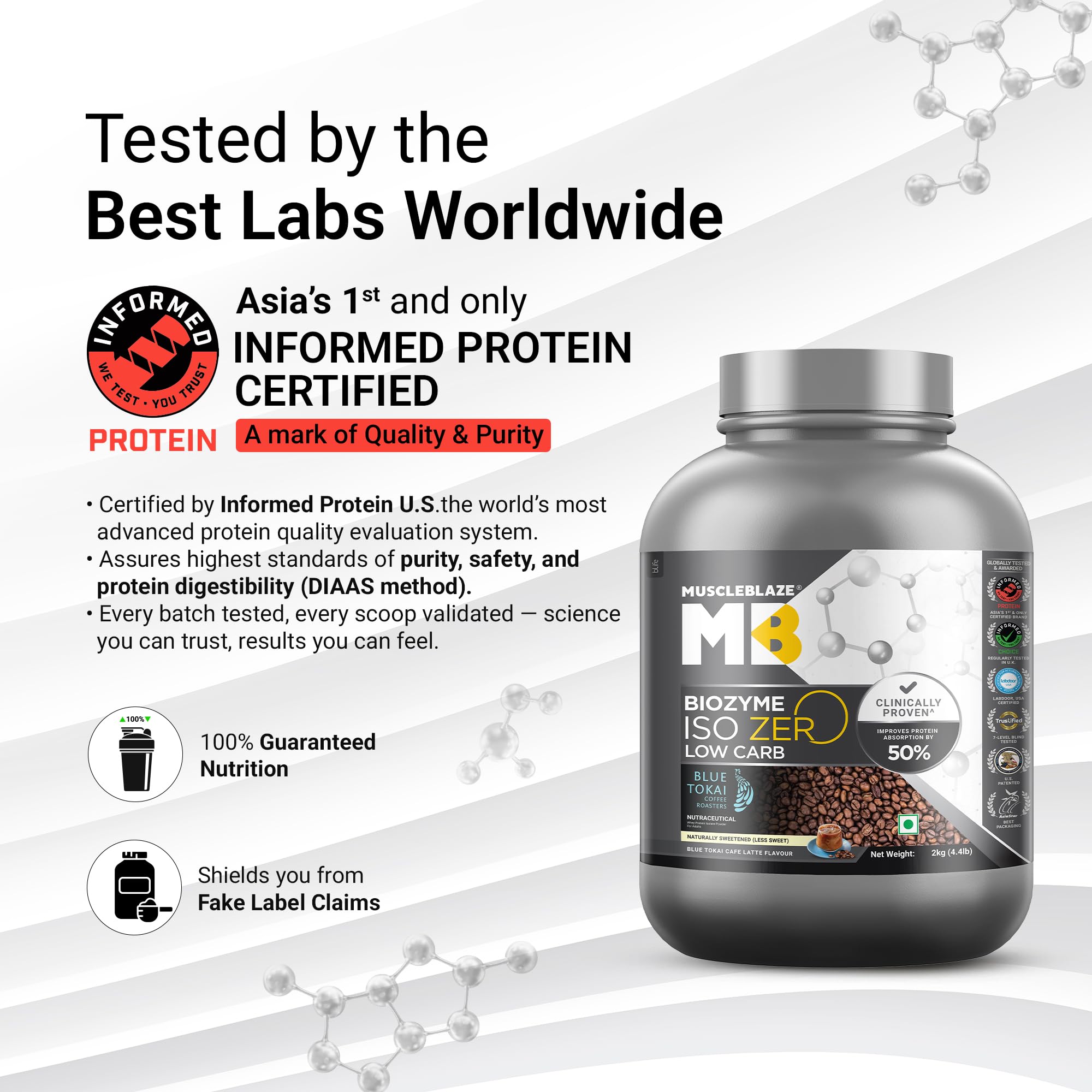 MuscleBlaze Biozyme Iso-Zero Whey Protein Isolate Powder, 2kg (4.4lbs) — Amazon image 6