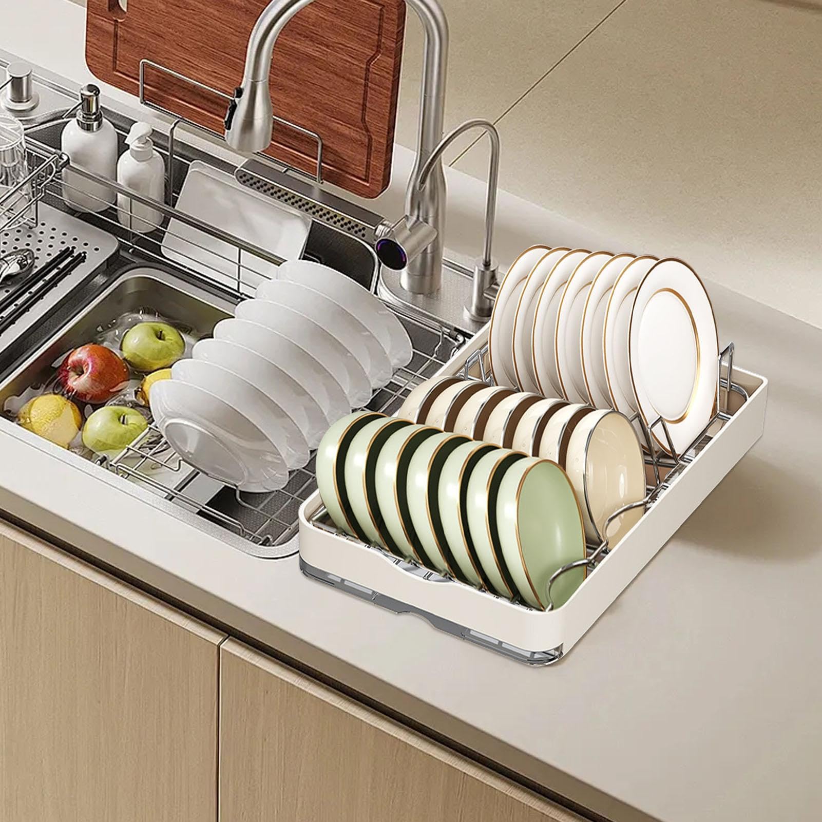 Cassetti estraibili per armadi – Organizzatore per armadi estraibile | asciuga con scolapiatti | Scaffale portaoggetti per cucina, bagno, soggiorno, dispensa