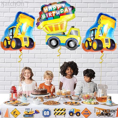 Miniatura 3 de Globos de construcción para decoraciones de fiestas de construcción, enormes globos de camión volquete de 32 pulgadas para suministros de fiesta de