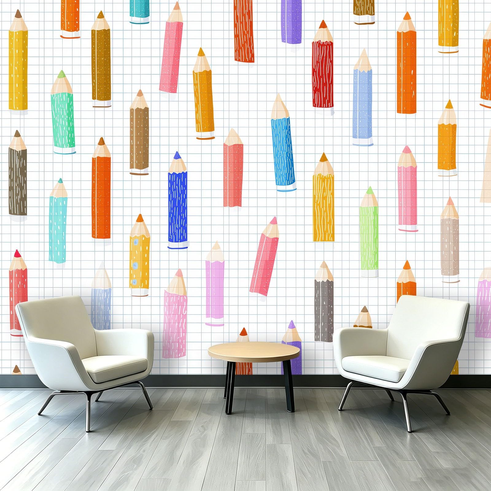 Générique Carta da parati in tessuto non tessuto, 350 x 256 cm, motivo: quaderno a quadretti, foto panoramiche, decorazione da parete, facile da applicare per soggiorno, camera da letto cucina