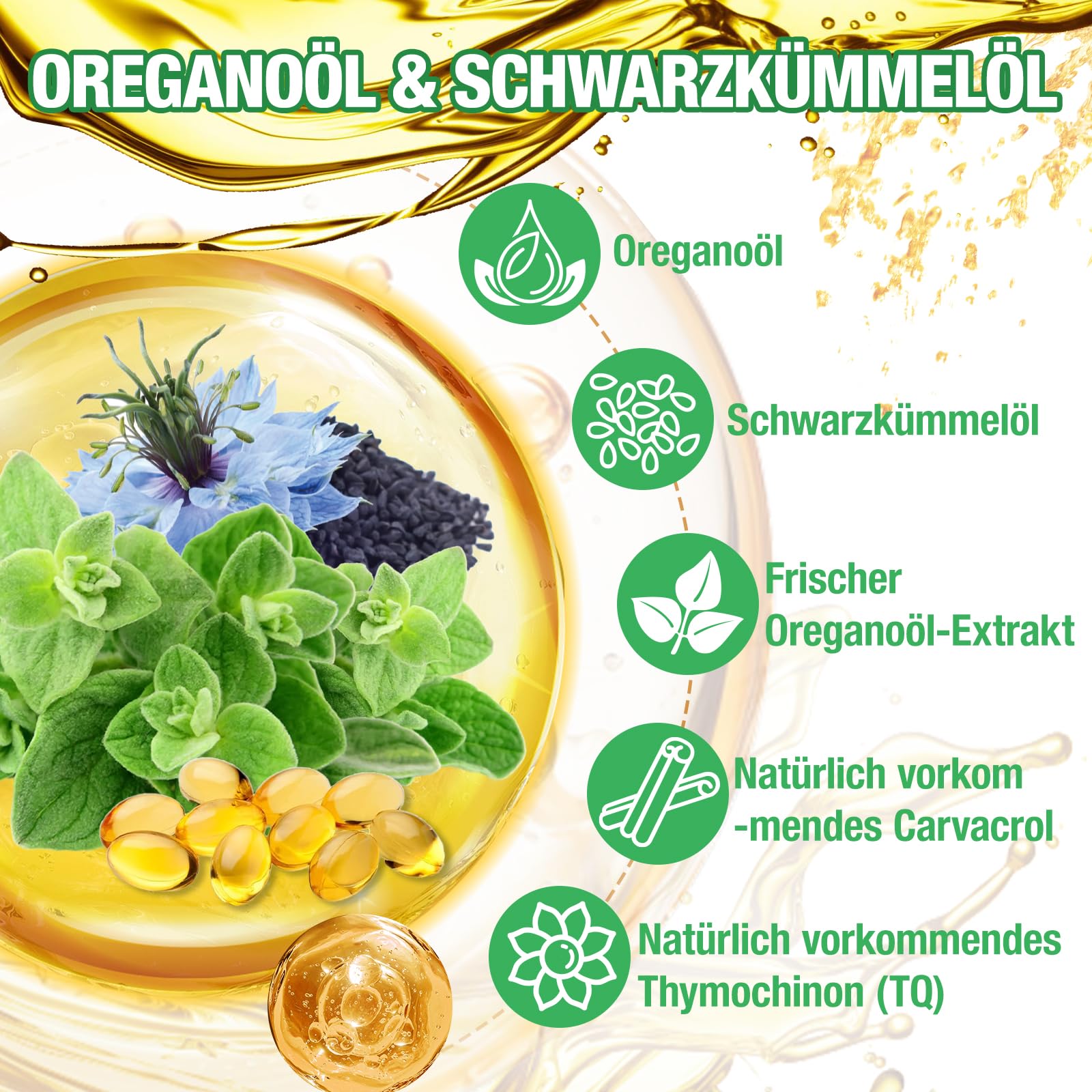 Oreganoöl Kapseln, Oregano Öl Kapseln 200 Kapseln für die tägliche Routine