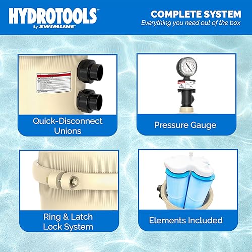 Vista 77 de SWIMLINE HYDROTOOLS - Tanque de cartucho de piscina sobre el suelo y elemento de filtro de repuesto, 100 pies cuadrados Sistema de filtración