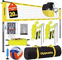 Vista 9 de 20ft Portable Outdoor Volleyball Net Set for Backyard Beach with 1.25" Adjustable Heavy Duty Poles, 28-ply Durable PE Net, PU Volleyball & Pump