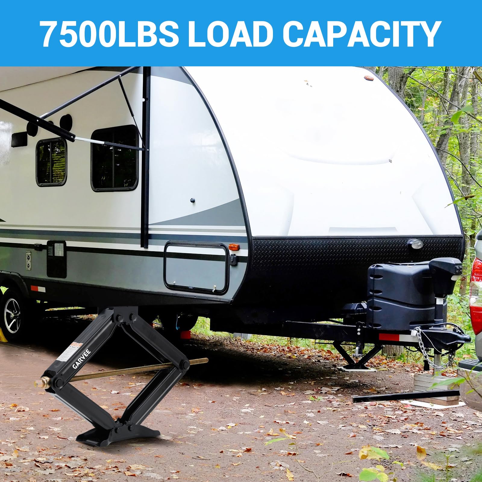 Cric a forbice da 24" per auto, stabilizzatore di livellamento con capacità di carico 7500 libbre e manovella, cric stabilizzatore per camper con altezza regolabile da 10-61 cm, in acciaio verniciato