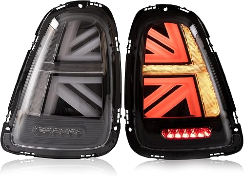 VLAND Union Jack - Conjunto de luces traseras para BMW Mini Cooper R56 R57 R58 R59 2007-2013, lámpara trasera con DRL de arranque dinámico, luz