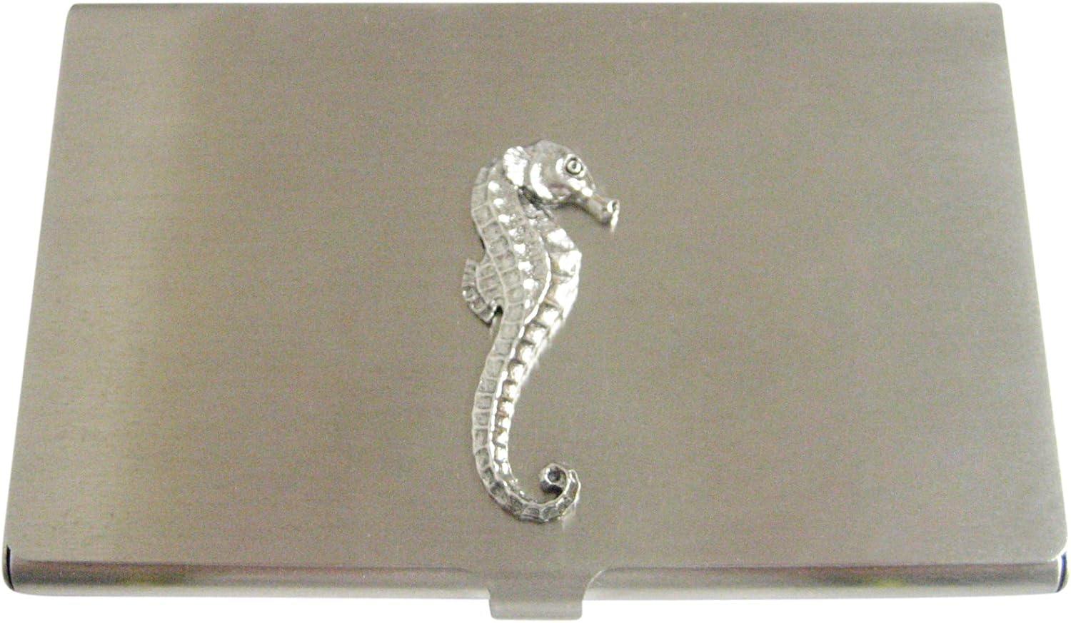 Kiola Designs Silver Toned Textured Sea Horse Business Card Holder