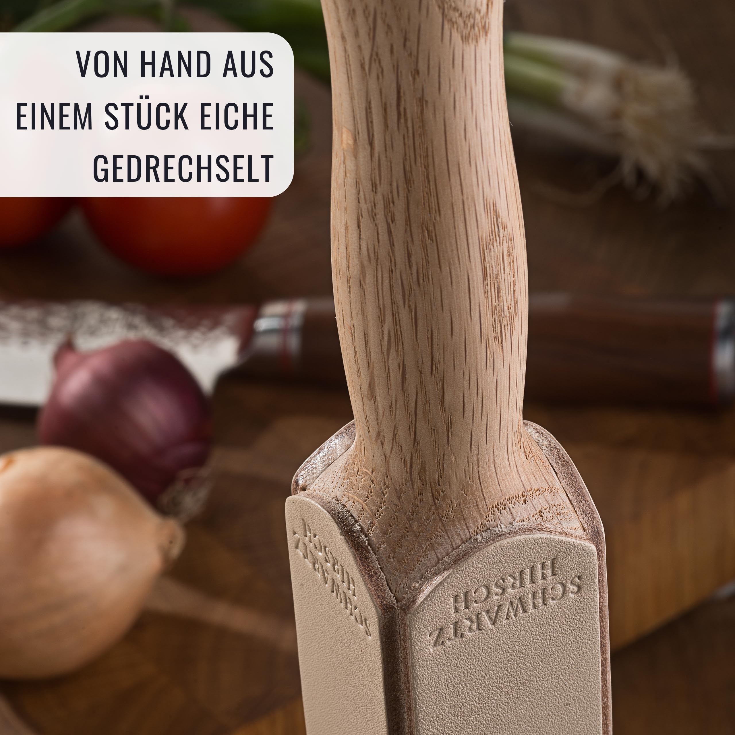 Gipfelglätter – Der 4-seitige Streichriemen aus einem Stück Eiche mit Diamantpasten im Set (Abziehleder, ergonomischer Griff, Geschenkverpackung)