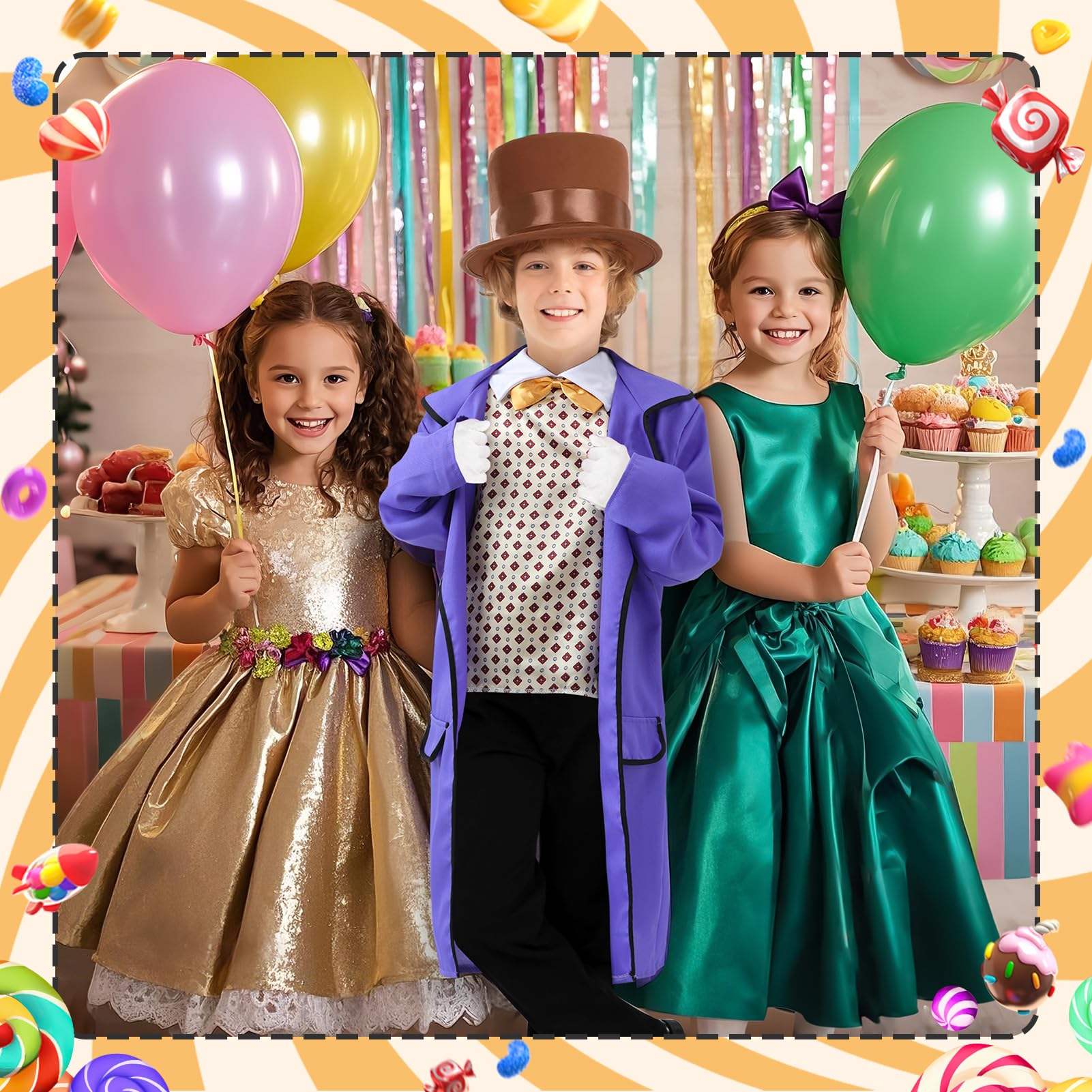 JQMAO Kids Costume for Wonka: World Book Day Costumes for Boys - Chocolate Factory Fancy Dress for Girls (S (8-10 years)) - Image 4