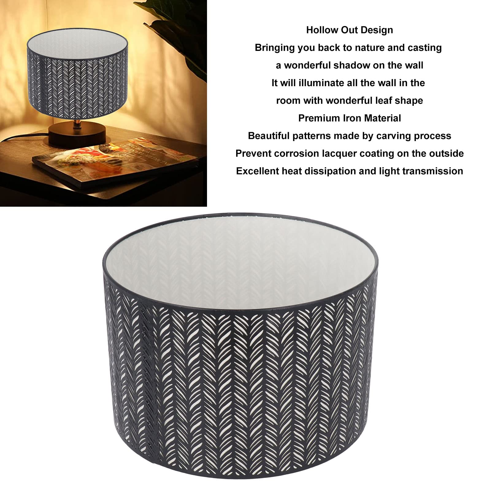 Osasy Lampshades,Metal Drum Lamp Shades Table Shades,Hollow-Carved