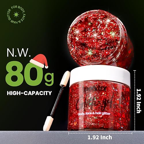 Vista 46 de Teenitor Purpurina corporal, purpurina facial, purpurina blanca, 2.82 oz/2.8 onzas, gel de purpurina para el cabello, purpurina para rave, purpurina