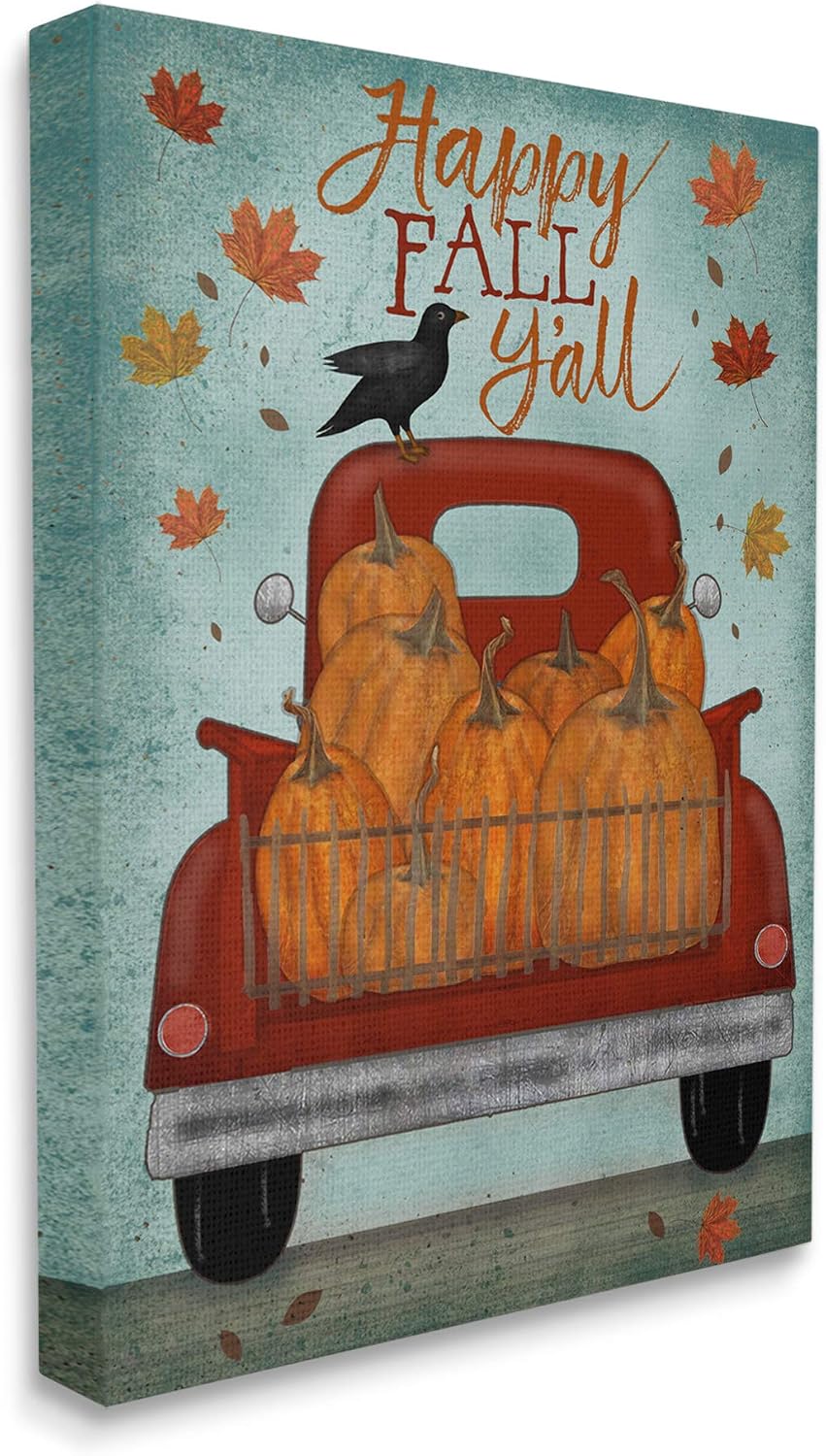 Stupell Industries Happy Fall Y'all Autumn Harvest Red Truck