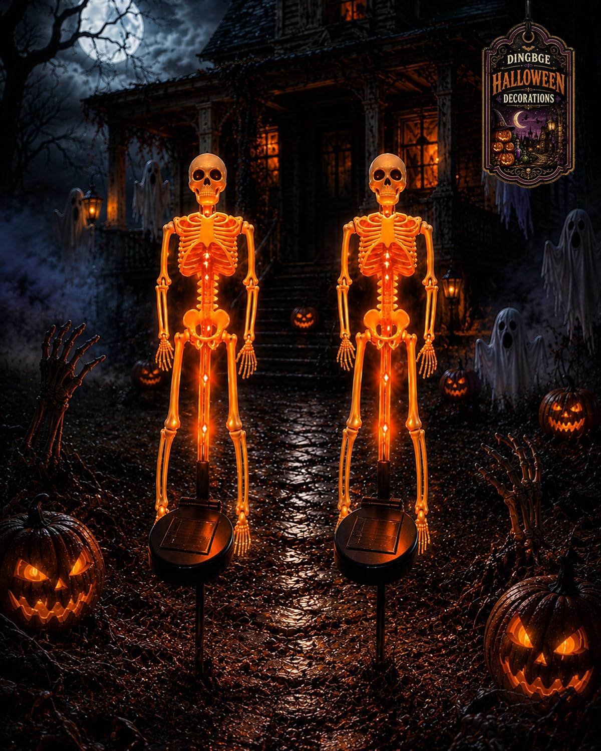 Solar Skeleton Yard Stake Halloween Decorations Waterproof Garden Light