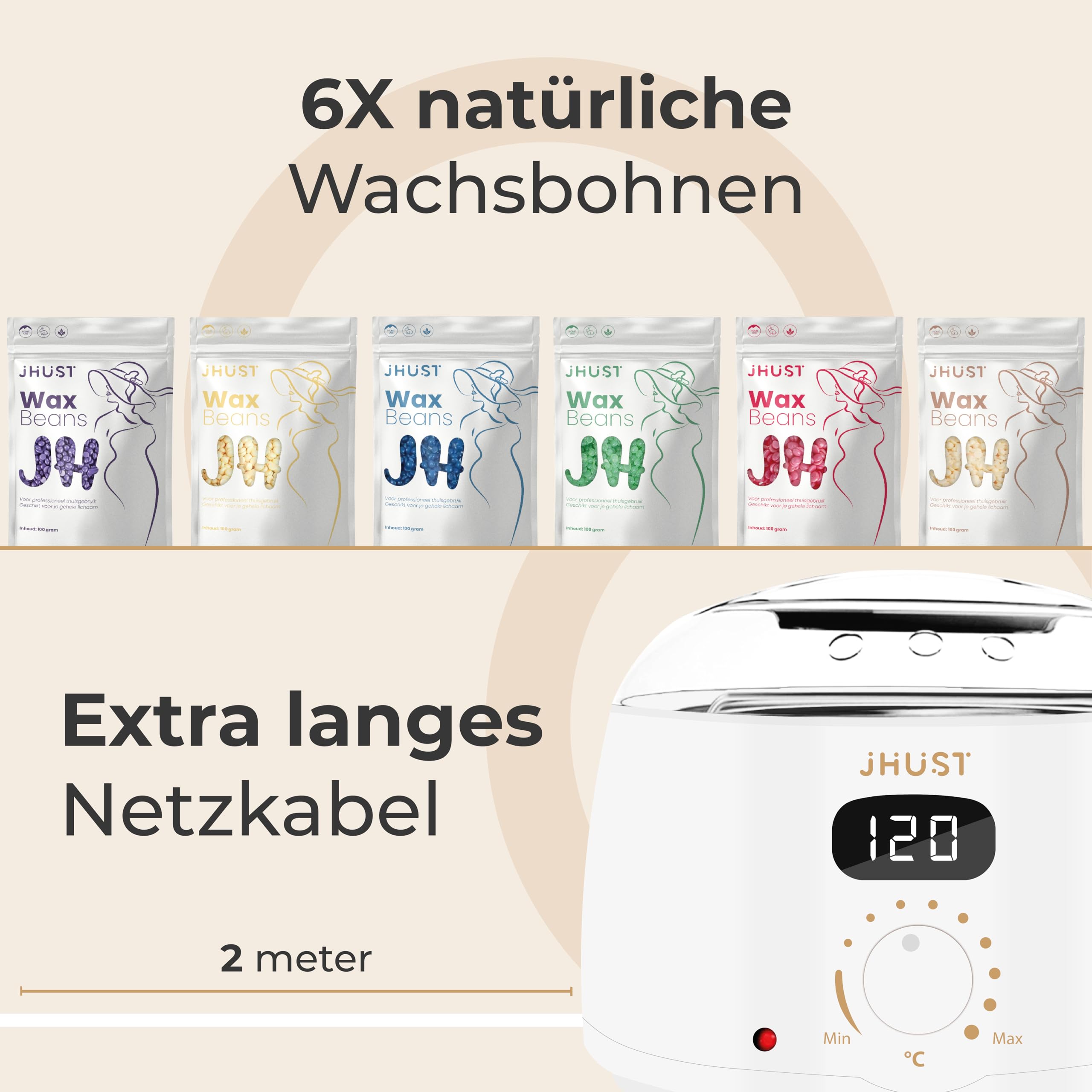 Wachswärmer-Set Grau 600 g Wachsperlen After-Wax-Spray Wachs-Set Weiß