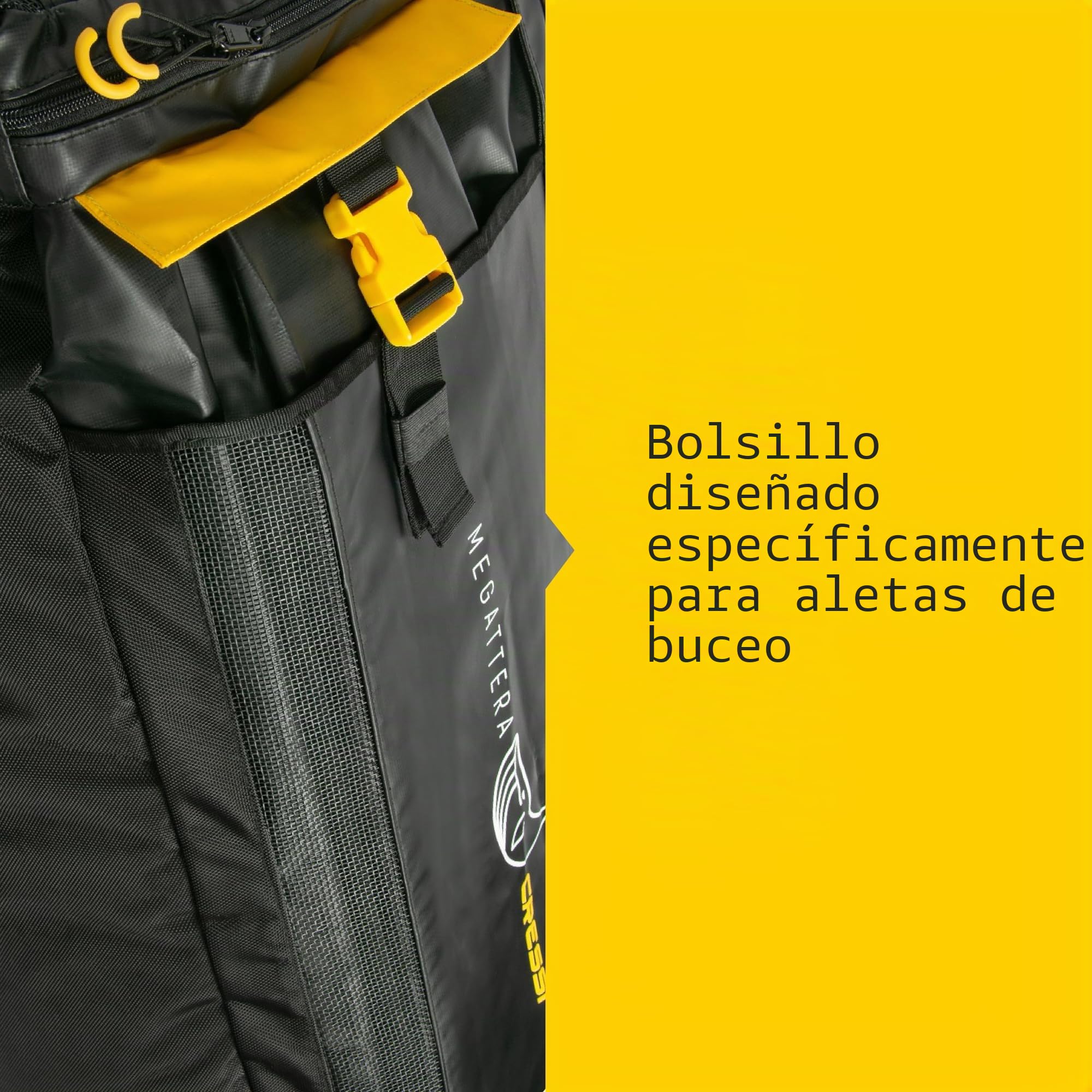 Cressi Megattera Bolsa de Buceo Impermeable en Tarpaulin 500D con Compartimento para Aletas y Bolsillos para Equipo de Buceo, Bolsa Estanca para Buceo, Snorkel, Apnea, Mar y Piscina
